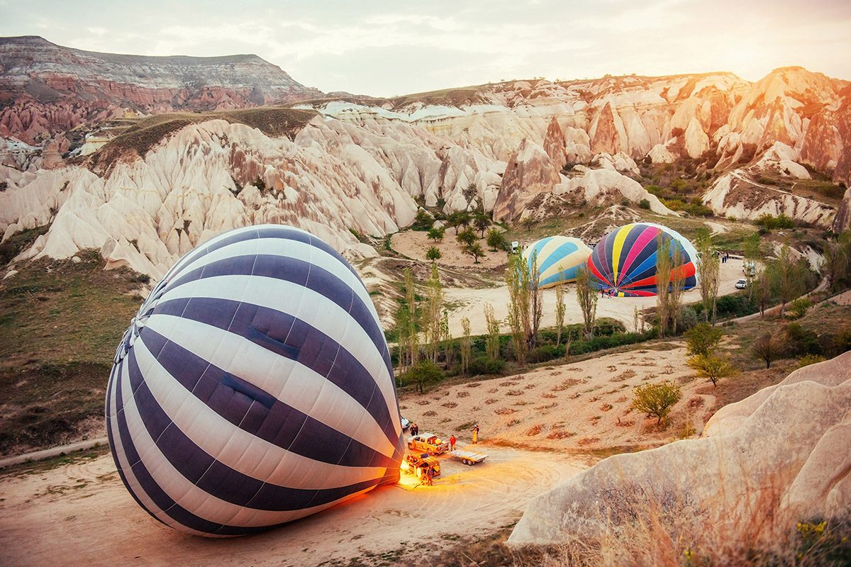 Smaller balloon basket over Cappadocia