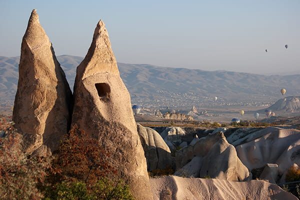 Close-up of Cappadocia's unique mushroom-shaped rock formations